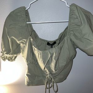 green cropped blouse